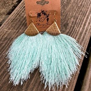 Teal Fringe Earrings